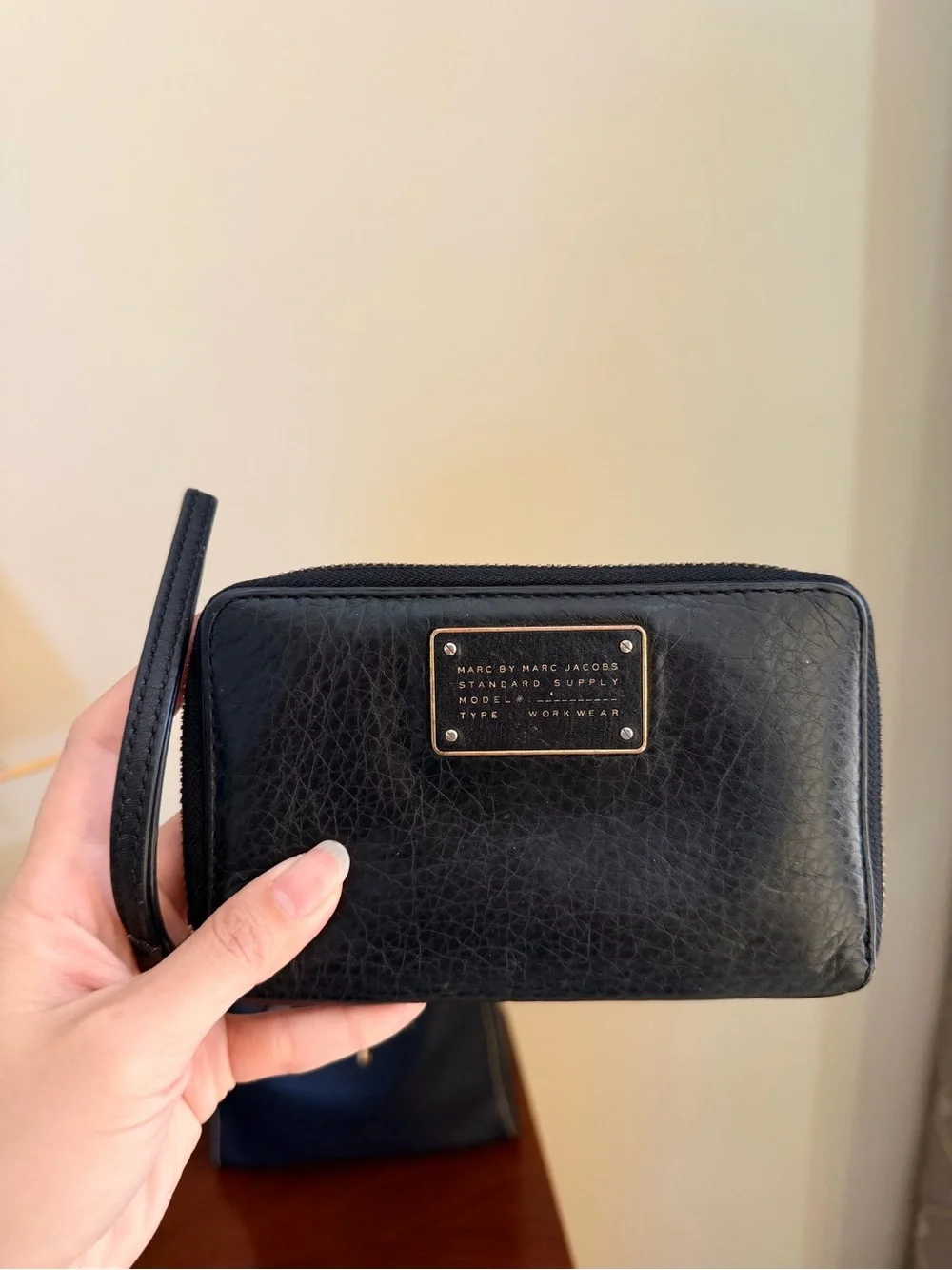 Marc Jacobs black pebbled Leather Mini Tote with Matching Wrist Wallet